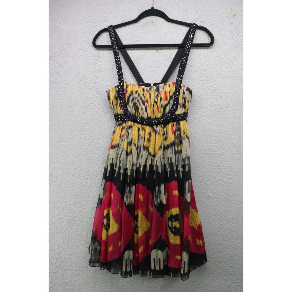 Marchesa Notte 100% Silk Strappy Sequin Dress-Size 0-Cocktail/Party
